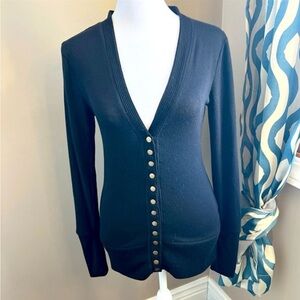 Classic Black Button-Front Cardigan
